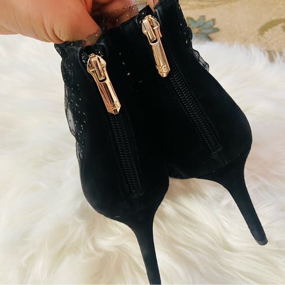 SAM EDELMAN Womens Polka Dot Tulle Sparkles Mesh Farren Stiletto Booties - Picture 3 of 6